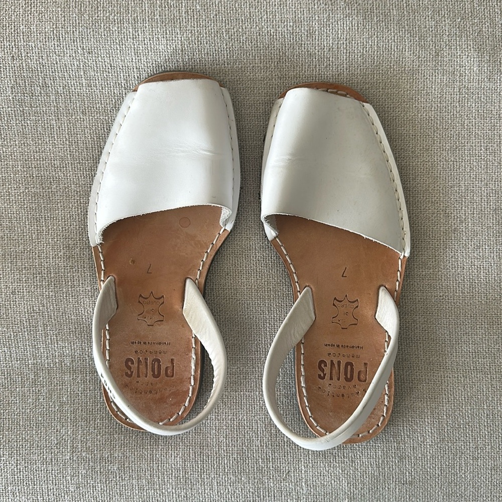 Pons Women's White Leather Sandals